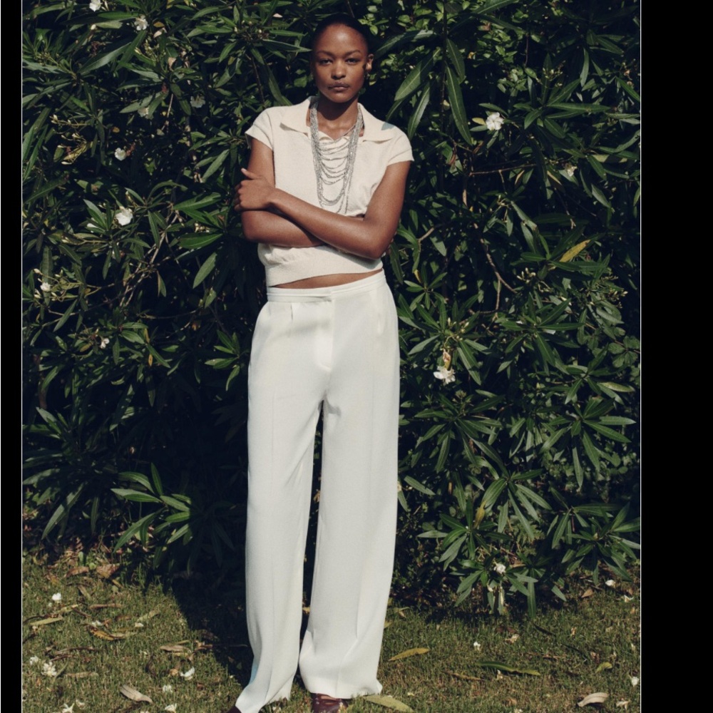 Zara Cream Wide Leg Women's Pants